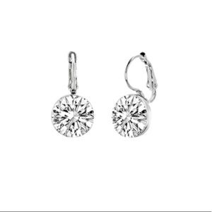 Lesa Michele Silvertone Round Cut Drop Earrings